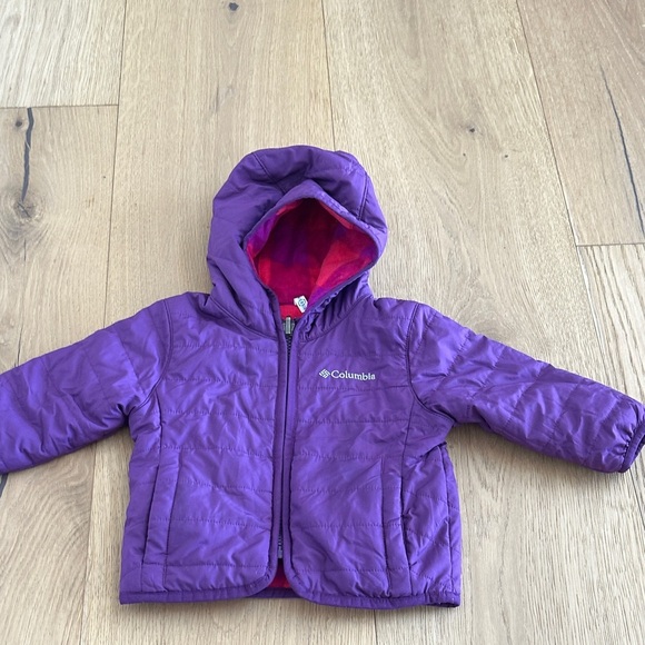 Columbia Vibrant Purple Quilted Jacket 6/12m reversible - Picture 1 of 4